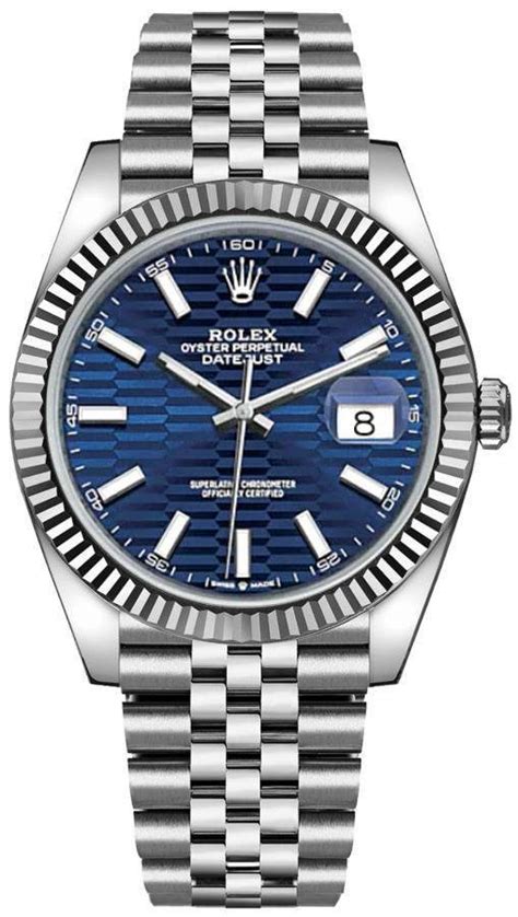 rolex bright blue fluted motif|rolex datejust 41 126334.